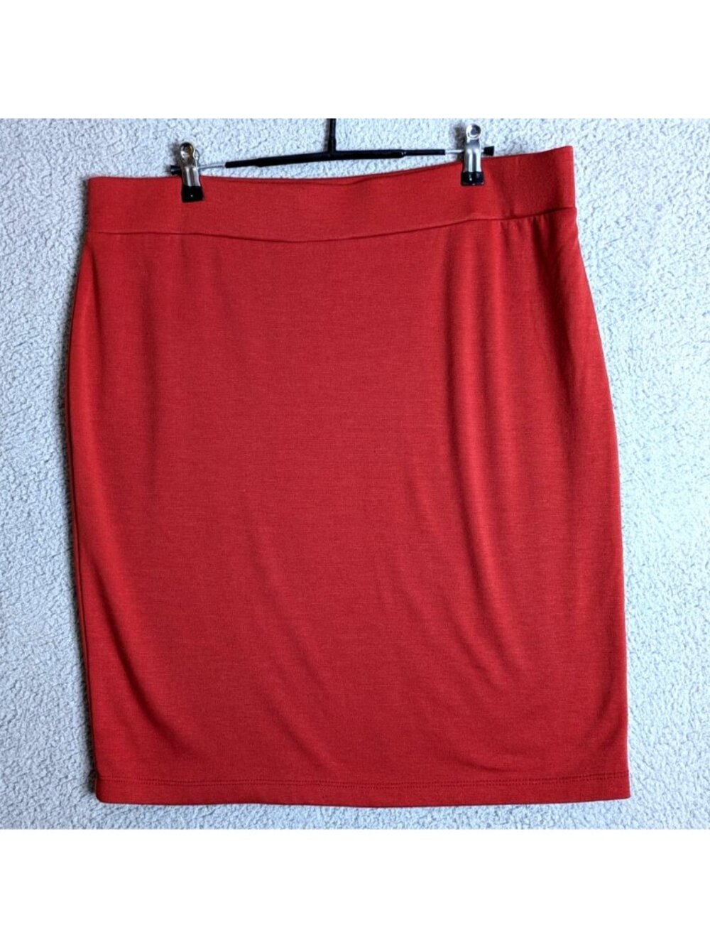 Sunny Taylor XL Pull On Red Pencil Skirt Stretch Elastic Waist USA Made
